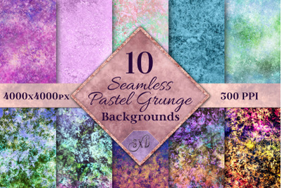 Seamless Pastel Grunge Backgrounds - 10 Image Textures Set