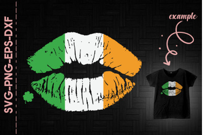 Irish Flag Kissing Lips Shamrock Patrick