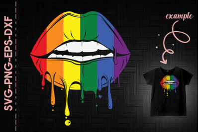 LGBTQ Lips Dripping Flag Color Love