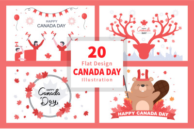 20 Happy Canada Day Celebration Illustration