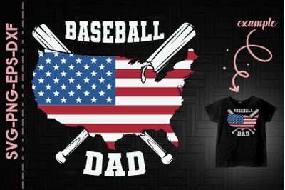 Baseball Dad America Flag Fathers Day