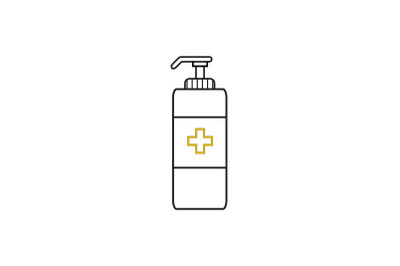 Medical Icon Black Line with Hand Cleanser
