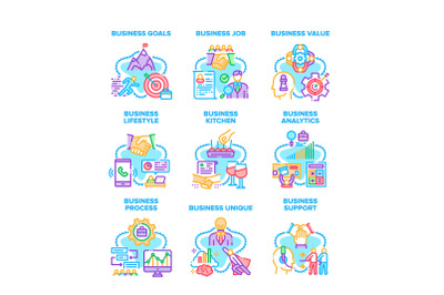 Business Process Set Icons Vector Illustrations