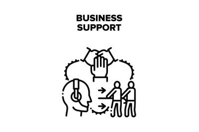 Business Support And Advise Vector Black Illustration