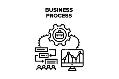 Business Process Strategy Vector Black Illustration