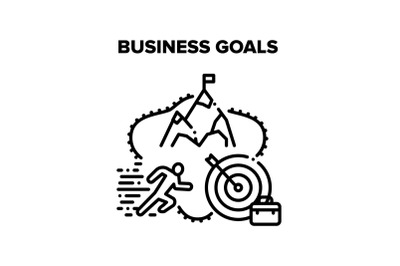 Business Goals Achievement Vector Black Illustration