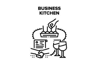 Business Kitchen Meeting Vector Black Illustration