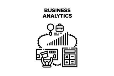 Business Analytics Market Vector Black Illustration