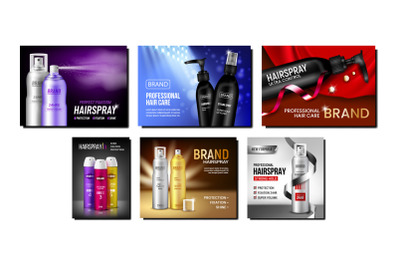 Hairspray Creative Promotional Posters Set Vector