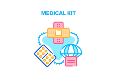 Medical Kit Box Delivery Vector Concept Color