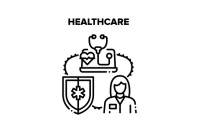 Healthcare Clinic Diagnostic Vector Black Illustration