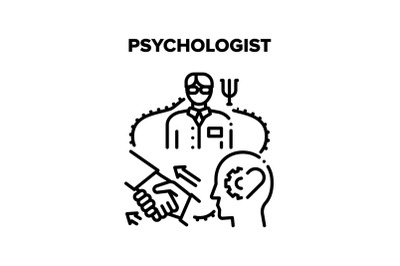 Psychologist Psychotherapy Vector Black Illustration