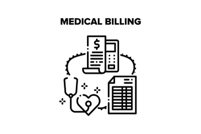 Medical Billing And Insurance Vector Black Illustration