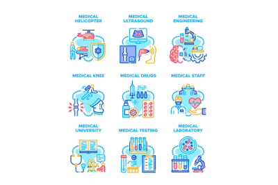 Medical Engineering Set Icons Vector Illustrations