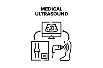 Medical Ultrasound Device Vector Black Illustration