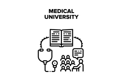 Medical University Education Vector Black Illustration