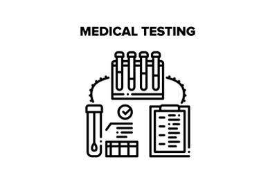 Medical Testing Laboratory Vector Black Illustration