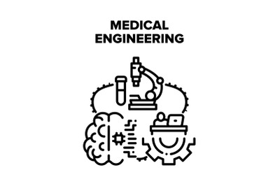 Medical Engineering Process Vector Black Illustration