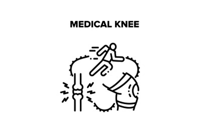 Medical Knee Trauma Treatment Vector Black Illustration