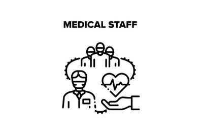 Medical Staff Consultation Vector Black Illustration