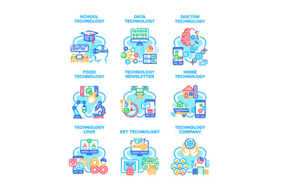 Technology Company Set Icons Vector Illustrations