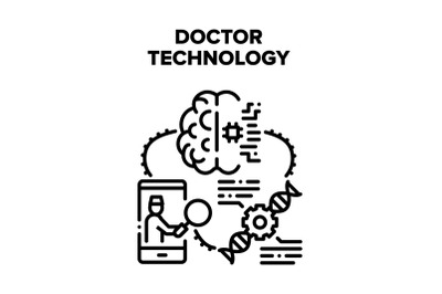 Doctor Technology Innovation Vector Black Illustration
