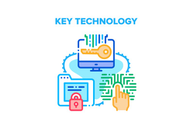 Key Technology Cyber System Vector Concept Color