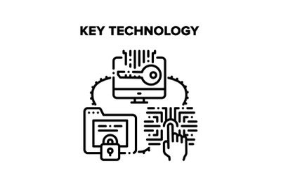 Key Technology Cyber System Vector Black Illustration