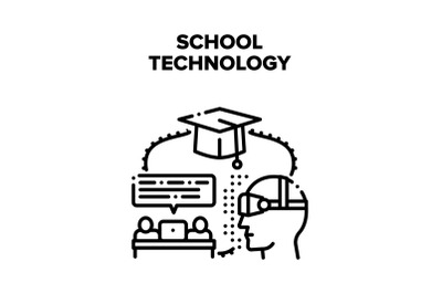 School Modern Technology Vector Black Illustration