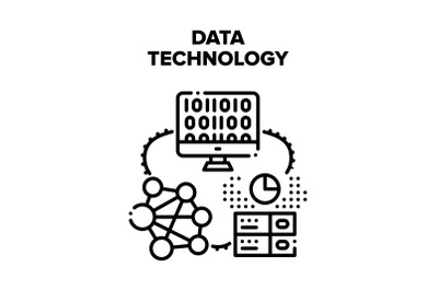 Data Technology Vector Black Illustration