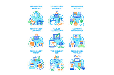 Technology Upgrade Set Icons Vector Illustrations