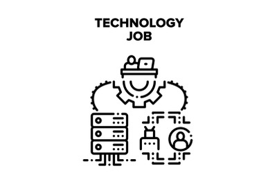 Technology Job Vector Black Illustration