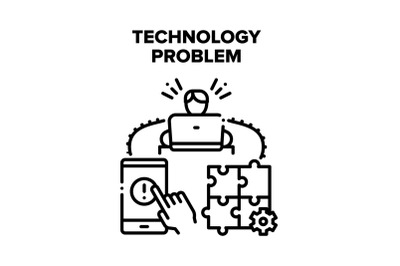 Technology Problem Solve Vector Black Illustration