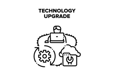 Technology Upgrade Process Vector Black Illustration