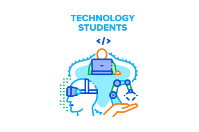 Technology Students For Study Vector Concept Color