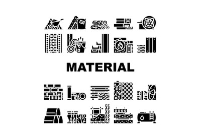 Building Material Collection Icons Set Vector