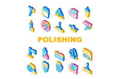 Car Polishing Tool Collection Icons Set Vector