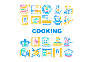 Cooking Courses Lesson Collection Icons Set Vector