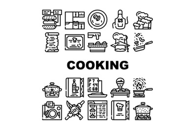 Cooking Courses Lesson Collection Icons Set Vector