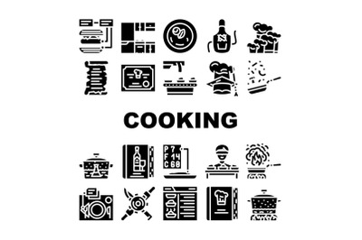 Cooking Courses Lesson Collection Icons Set Vector