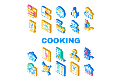 Cooking Courses Lesson Collection Icons Set Vector