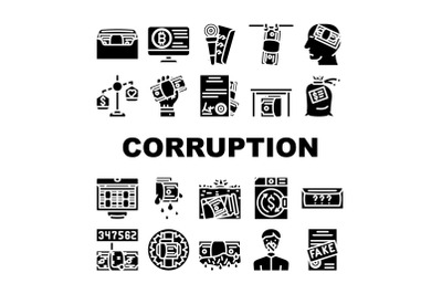 Corruption Problem Collection Icons Set Vector