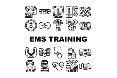 Ems Training Device Collection Icons Set Vector