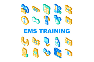 Ems Training Device Collection Icons Set Vector