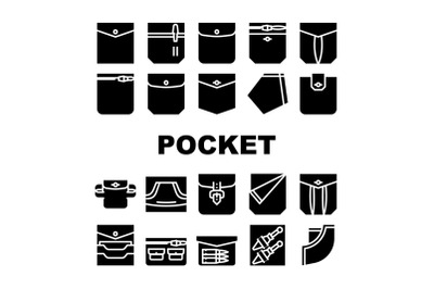 Patch Pocket Clothes Collection Icons Set Vector