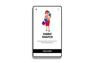 Fabric Swatch Holding Client Woman In Shop Vector