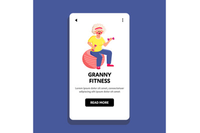 Granny Fitness Exercise Doing On Fit Ball Vector