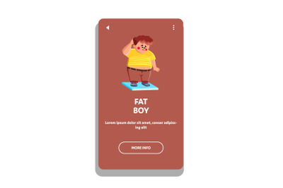 Confused Fat Boy Standing On Digital Scale Vector