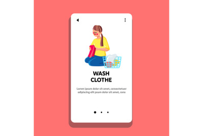 Wash Clothes Preparing Woman At Laundry Vector