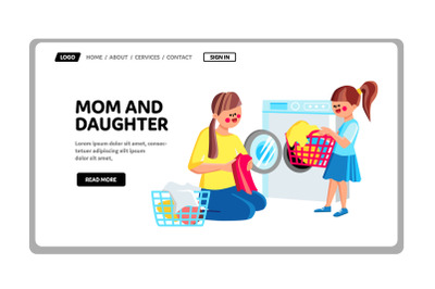 Mom And Daughter Doing Housework Together Vector